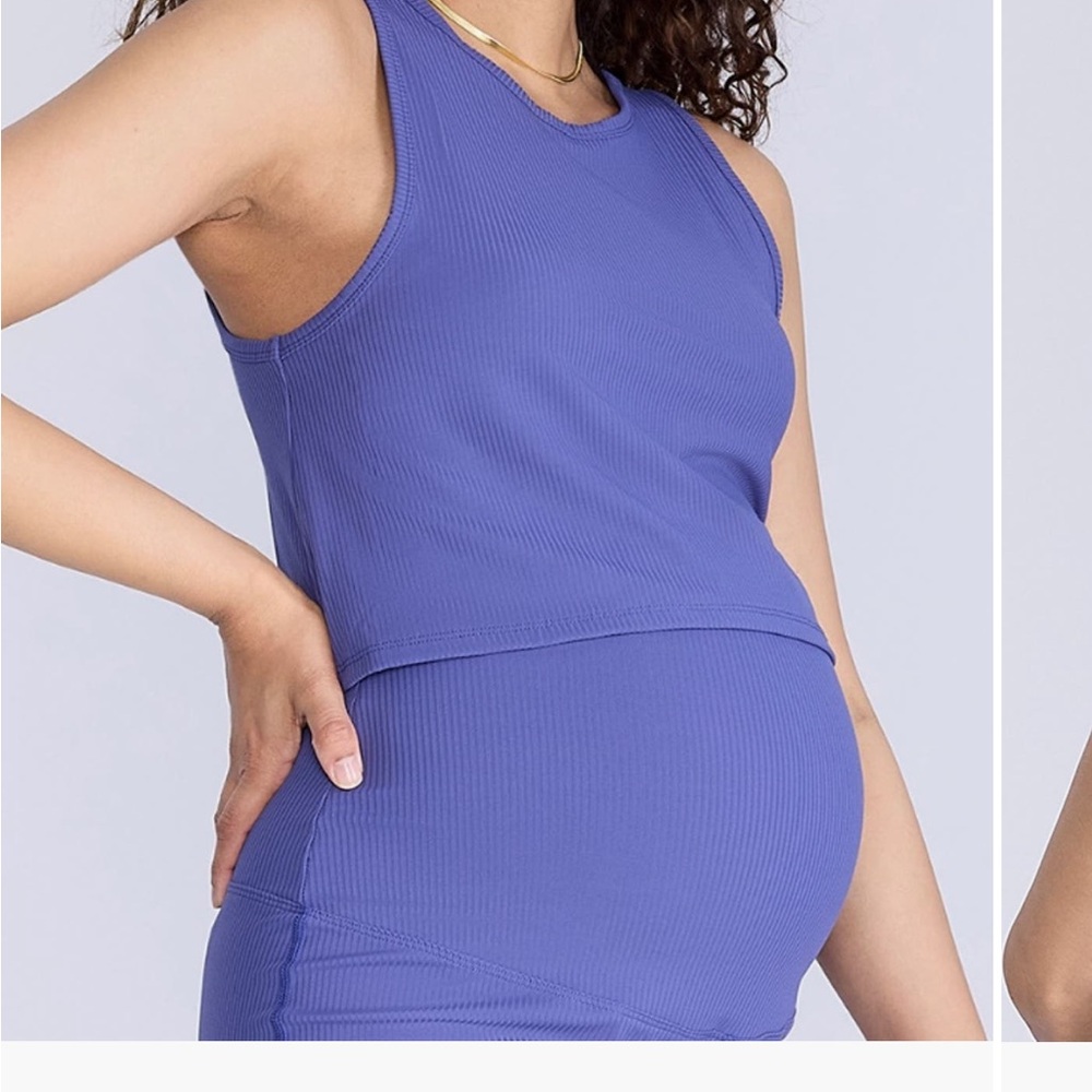Motherhood Maternity Crew Neck Racerback Cropped Tank